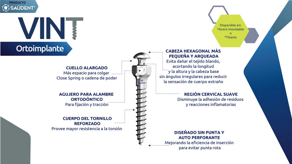 ORTOIMPLANTE VINT 1.6x8mm TITANIO QX CON PERFIL 1 PZ