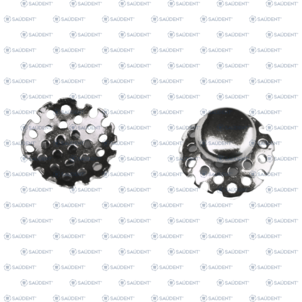 BOTÓN LINGUAL BASE REDONDA PERFORADA METAL 10PZ/PACK