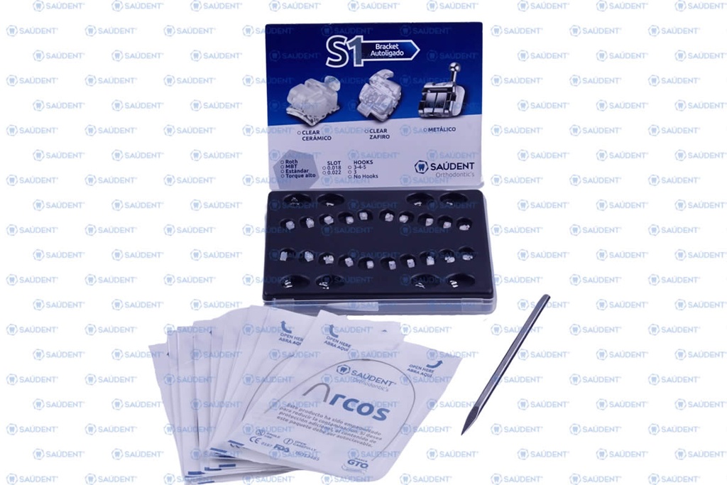 CASO COMPLETO BRACKETS S1 CERAMICO AUTOLIGADO MBT 0.022