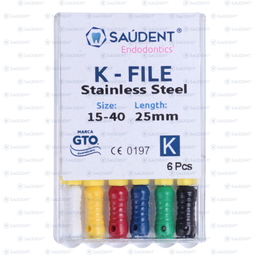 [40188] K-FILES STAINLESS STEEL 1ERA SERIE 15-40 25MM 6PZS